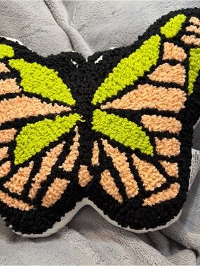 Butterfly Accent Pillow - Peach & Lime NWT